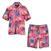 Flamingo druk menu garnitur 3D koszulka na plaży krótkie luksus luksus 2pc set wakacje hawajskie streetwear mody garnitury 240426