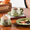 Tumblers tazze in ceramica retrò tazze di caffè dipinte a mano americane tazza di orchidea per campana e piatti da cucina a piattino che bevono tazza da tè pomeridiana H240506