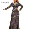 Afrykańskie kobiety sukienka afrykańska sukienka woskowa Bazin Riche Long Rleeve Maxi Dress Lady African Ubrania WY8679