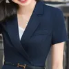 Arbeitskleider Sommergeschäft formelle dunkelblaue Temperament Slim Blazer und Hosen Büro Damen tragen High -End -Kurzarmanzüge Frauen Frauen