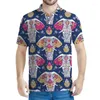 Polos de polos masculinos coloridos camisetas de pólo de elefante tribal colorido Menas de impressão 3D Camiseta de camiseta de camiset