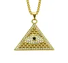 Colliers pyramides égyptiens dorés pendentifs hommes femmes glacés out illuminati Evil Eye of Horus chaînes bijoux cadeaux 4589412