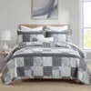 Blauwe en witte gestreepte king quilt beddengoed set - boerderij plaid gestreepte ontwerp - lichtgewicht katoenen dekbed - king size spread set