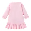 Little maven Baby Girls Dress 2023 Autumn Elegant Pink Rainbow Prints Childrens Long Sleeve Dresses Cotton Kids 240416