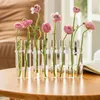 Creative Hinged Flower Glass Vase Test Tube Plant Holder Hydroponic Transparent Container Office Dining Table Floral Home Decor 240506