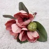 Fleurs décoratives 4 pcs Real Touch Magnolia artificiel élégant beau bouquet de soie bricolage créatif faux orchidée pour la maison de bureau
