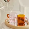 Gobelers gras manche en verre tasse de café tasse de chaleur résistance au lait de thé au thé de gain de bois h240506