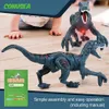 Zwierzęta elektryczne/RC Zwierzęta dinozaurowe zabawki Kid 8ch 2.4G Radio kontrolowane przez radio zabawkę Velociaptor imituje spacery i brzmią zabawkę na głowę dla chłopca T240506