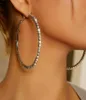 Boutique Hiphop Brand Crystal Large Hoop örhängen Guld Silver Tone Big Rhinestone Clip on Circle Earring for Women Youth Personali1963530