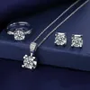 Ochsenkopf Moissanit Diamantschmuck Set 925 Sterling Silber Party Eheringe Ohrringe Halskette für Frauen Brautes Sets Geschenk 215e