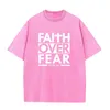 Men's T-Shirts Faith Overcomes Fear Bible Scriptures Christian Pullover Bleached T-shirt J240506