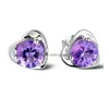 Stud S925 Sterling Sier Love Heart Boucles d'oreilles Colliers Set Jewelry Blanc Purple Shining Crystal Bling Diamond Choker Collier Brincos Dhhd3