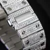 Montre à la mode carrée pour hommes Mosang Shi High-Day Watch Style en acier inoxydable Cadran en acier blanc White Full Diamond Watch