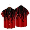 Chemises décontractées pour hommes Octopus tentacule Shirts graphiques pour hommes vêtements d'horreur animal graphique Blans Hawaiian Vacation Short Slve Shirts de plage décontractés Y240506