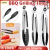 Accessories Kitchen Tongs BBQ Stainless Steel Set with Silicone Tip Salad Bread Serving Tool kitchen tongs bbq set kitchen clips