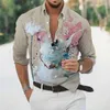 Chemises décontractées masculines 2024 Luxury Hawaiian Butterfly Shirt 3D PEINTURE IMPRIMÉ STYLE LONG LONGES LONGES PLUS TIAUX TOPS TEE HOMME