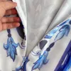 Vestido maxi feminino manga de batwing azul e branca porcelana impressão boêmia férias designer de moda vestidos de verão FALDAS 240422