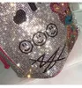 Graffiti Printing Cartoon Bear Bucket Bag Womens Handbag Crystal Shiny Rhinestone Diamond Evening Clutch Party Bling Purse 240506
