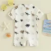 Swimwear Toddler Baby Boy Swimsuit Tree Dinosaur Print Zip Up Short Sleeve Jumpsuit Bathing Suit Beachwear Swimwear