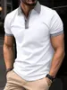 Men d'été Polo Couleur solide Butt Butt Collar bouton Tops à manches courtes Business Casual Outsidize Design Clothes Shirts 240430