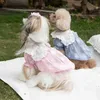 Hondenkleding lente/zomer geborduurde kraag pure rok poppen poppen kleren katten honden kostuums teddy puppy shirts voor H240506