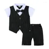 Kleidungssets 1-4 Jahre Baby Jungen Outfit geboren Gentleman Hochzeits Bowtie Tuxedo Kleidung formelle Anzug Sommerset Geburtstagsgeschenk