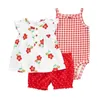 Vêtements d'été pour bébé ensemble Cotton Fashion Baby Vêtements à manches à manches serrées à manches serrées Vêtements pour enfants 3-pièces 6-24 mois 240429