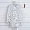 Femmes plage Wear 2019 Hot Sexy Beach Cover Up Lace Crochet White Swimwear Robe Beach Dames Bathing Copture Ups Beach Tunic Saida de Praia Y240504