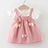 Robes de fille Nouvelle petite fille robe de fille dessin animé Bow Sheds Casual Robe Summer Princess Birthday Party Robe Kid Clothes Girls Girls