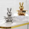 Decorative Objects Figurines Lucky Rabbit Key Storage Tray Ornament Entrance Living Room Home Decoration TV Cabinet Cartoon Statues Animal Sculptures Decor T2405