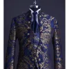 Blazer floral Jacquard Men Ternos para casamento Double Basted Groom Tuxedo com colarinho de suporte de 3 peças Vestido formal italiano OCN