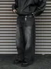 Men's Jeans Vintage Loose Fitting For Men Washed Wide Leg Denim Pants Y2k High Street Oversized Baggy Straight Trousers