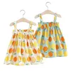 Robes de fille d'été enfants bébé filles robe échantillonnage citron imprimement princesse fête glissante robe suspense robe de plage