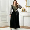 Etniska kläder Autumn Winter Velvet kaftan kvinnor muslimska broderier maxi klänning dubai kalkon femme caftan marocain musulman jalabiya eid