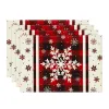 Pads Buffalo Plaid Snowflakes Placemats, kersttafelmatten voor feest-, keuken- en eetdecoratie, set van 4, 12x18 inch, winter