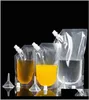 Autre Drinkware 250ml 400ml 500ml Boire réutilisable pour le jus avec entonnoir Sac de boisson transparente Sags d'alcool WB21801995126