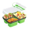 Dinnerware World Silicone World 1300ml Lunhana portátil dobrável de grande capacidade Bento Bento dobrável lancheira ecológica