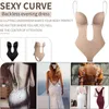 BodySuit Shapewear Deep V-Ausschnitt Body Shaper Rückenless U Tunge Tanga Shaper Taille Trainer Frauen klare Riemen Push Up BH Corsett 240430