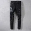 Jeans masculin American Street Style Fashion Mens Jeans Slim Fit Snake Embroderie Punk Ripped Designer Streetwear Hip Hop1a57o