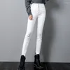 Jeans femminile s-5xl più velluto donne bianche a vita alta leggings long jeans pantaloni in pile calda pantaloni a matita inverno je