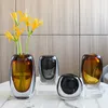 Vases Scandinave Style Gris / Amber Crystal Vase Flower Pot Arrangement décoratif Decoration Décoration de la maison moderne