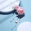 Bruiloft haar sieraden itacazzo sieraden rijk aan romantische sfeer bohemia stijl roze schattige dames bloemen tassel kunstmatige parel haarspeld