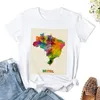 Frauenpolos Brasilien Aquarell Karte T-Shirt Plus Size Tops Hippie-Kleidung für Frauen