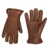 Handskar Dark Brown Cow Leather Work handskar Allmänt för trädgårdsarbete, konstruktion, motorcykelförare Säkerhetshandske för mänkvinnor