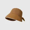 Bérets Coton Fisherman Hat Fashion Bow Not Houstable Beach Catch Anti UV Wide Brim Sun Woman