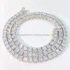 Luxury Moissanite Iced Out Tennis Chain Factory Factory Gold Gold plaqué 925 Silver Vvs Men Femmes Fine Bijoux Colliers