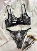 Sexy Damen BH Set Flower BH Set Spitze bestickter Märchen nahtloser BH durch exotische Set Flower BH Set 240430