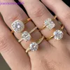 Provence wholesale sier moissanite gold plated 1ct 2ct 3ct diamond halo ring factory price
