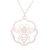 Hanger kettingen sierlijke roségouden kleur bloembeenvormige ketting voor vrouwen kinderen uniek ontwerp honeybee sleutelbeen ketting