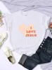 Dames t-shirt Ik hou van Jezus, geef je mijn hart bedrukte dames t-shirt hiphop Leisure Street korte mouw creatieve mode dames t-shirtl2405